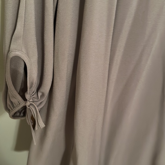 CO size 12 flowy A-line dress with tied sleeves; taupe/grey color; GUC - Picture 4 of 7